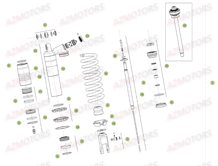 Amortisseur Arriere AZMOTORS PiÃ¨ces BETA RR FACTORY 350 4T -(2015)

