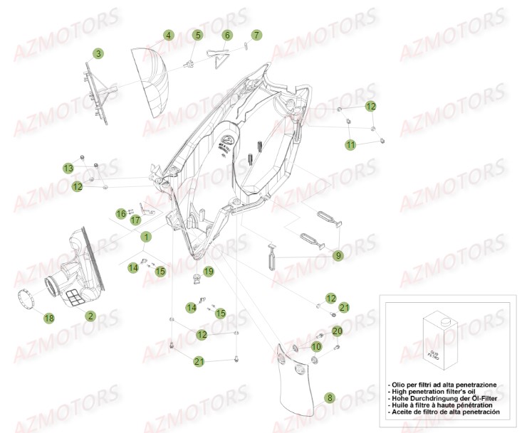 Boitier Du Filtre AZMOTORS PiÃ¨ces BETA RR FACTORY 350 4T -(2015)

