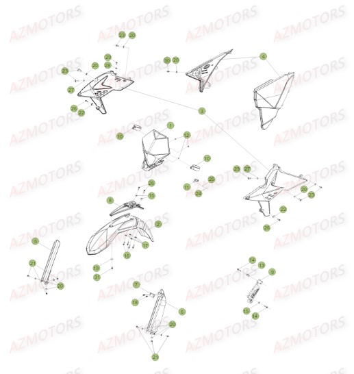 Carenages Avant AZMOTORS PiÃ¨ces BETA RR FACTORY 350 4T -(2015)

