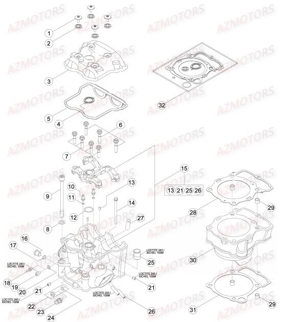 Cylindre Culasse Beta Rr 350 AZMOTORS PiÃ¨ces BETA RR FACTORY 350 4T -(2015)

