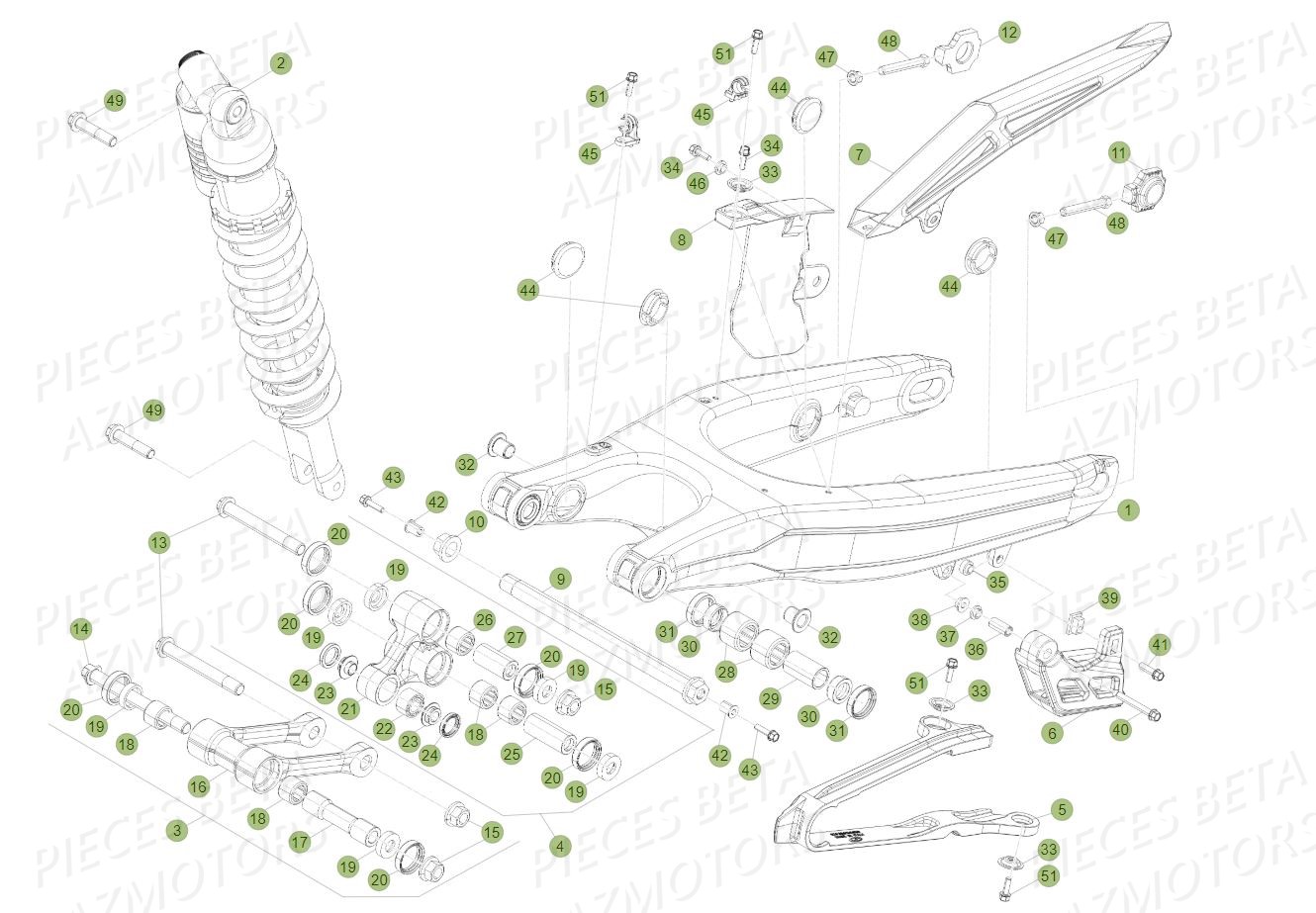 Bras Oscillant Amortisseur AZMOTORS PiÃ¨ces BETA RR 4T 350 RACING - (2017)

