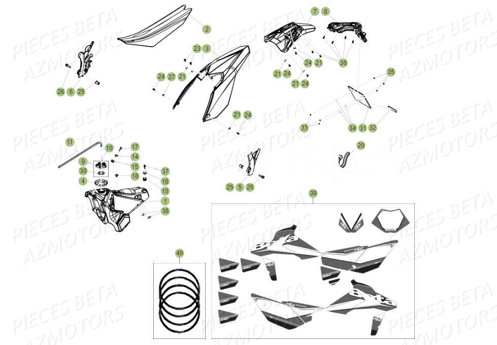Carenages Arriere AZMOTORS PiÃ¨ces BETA RR 4T 390 RACING - (2017)

