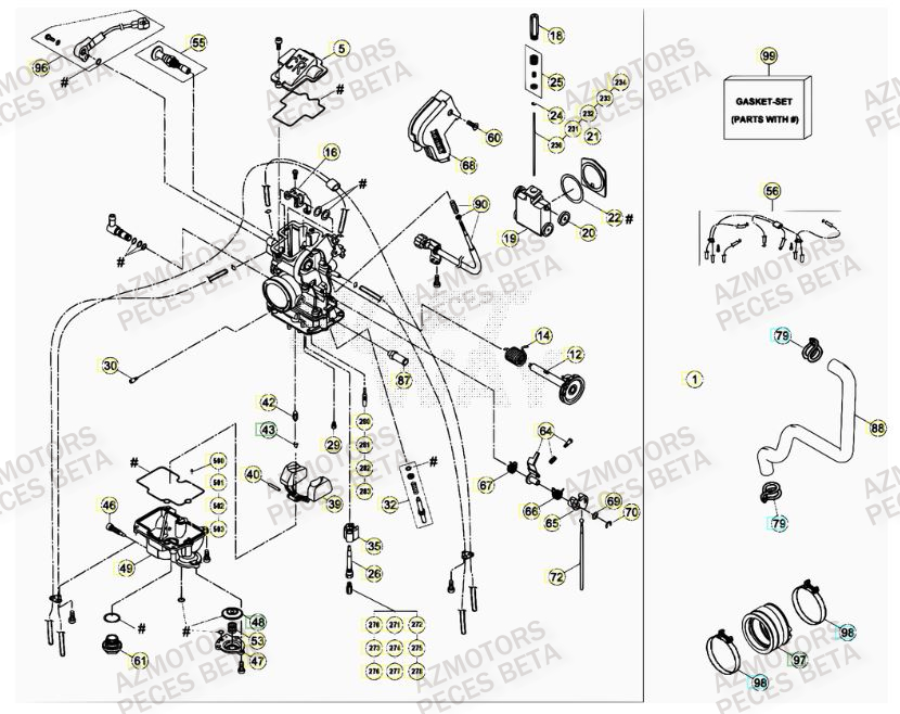 Carburateur AZMOTORS PiÃ¨ces BETA RR FACTORY 400cc 4T - [2012]