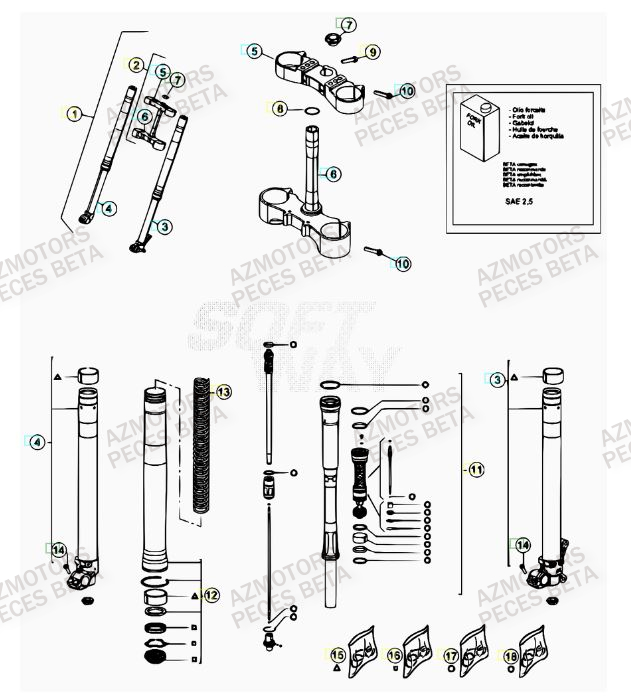 Fourche Du No Serie 0150001 A 0160000 AZMOTORS PiÃ¨ces BETA RR FACTORY 400cc 4T - [2012]