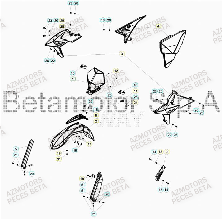 Carenage Avant AZMOTORS PiÃ¨ces BETA RR 4T RACING 430 -(2015)

