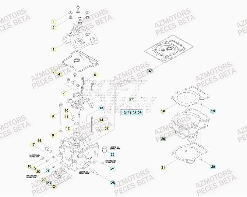 Cylindre AZMOTORS PiÃ¨ces BETA RR 4T RACING 430 -(2015)

