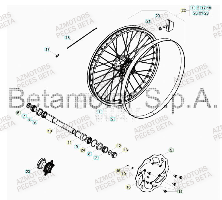 Roue Avant AZMOTORS PiÃ¨ces BETA RR 4T RACING 430 -(2015)

