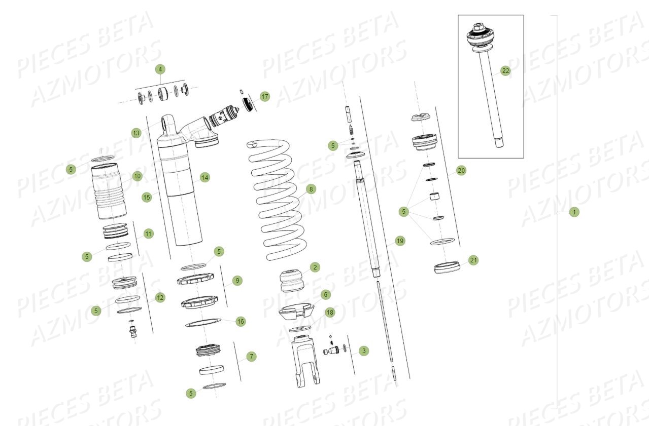 Amortisseur AZMOTORS PiÃ¨ces BETA RR 4T 430 RACING - (2017)


