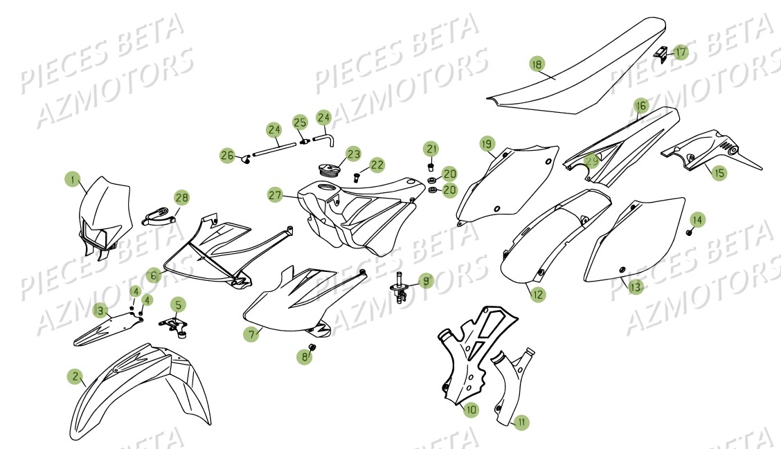 Carenages Reservoir Selle AZMOTORS PiÃ¨ces BETA RR 4T 450 - 2007