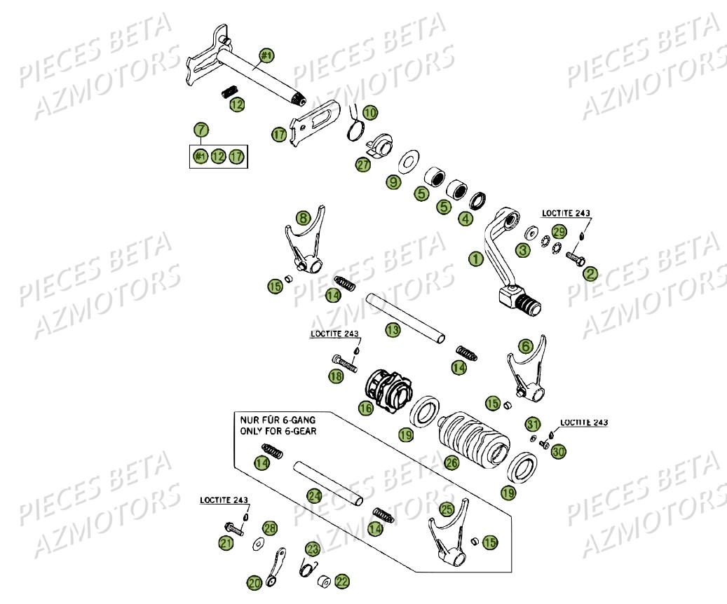 Commande Boite A Vitesses AZMOTORS PiÃ¨ces BETA RR 4T 450 - 2007