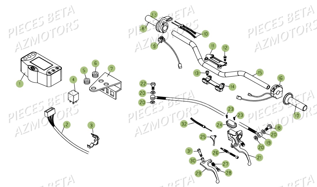 Commandes Guidon AZMOTORS PiÃ¨ces BETA RR 4T 450 - 2007
