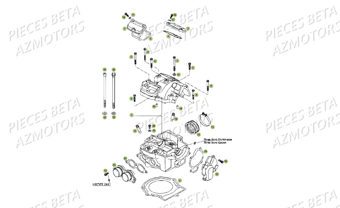 Cylindre Culasse Distribution AZMOTORS PiÃ¨ces BETA RR 4T 450 - 2007