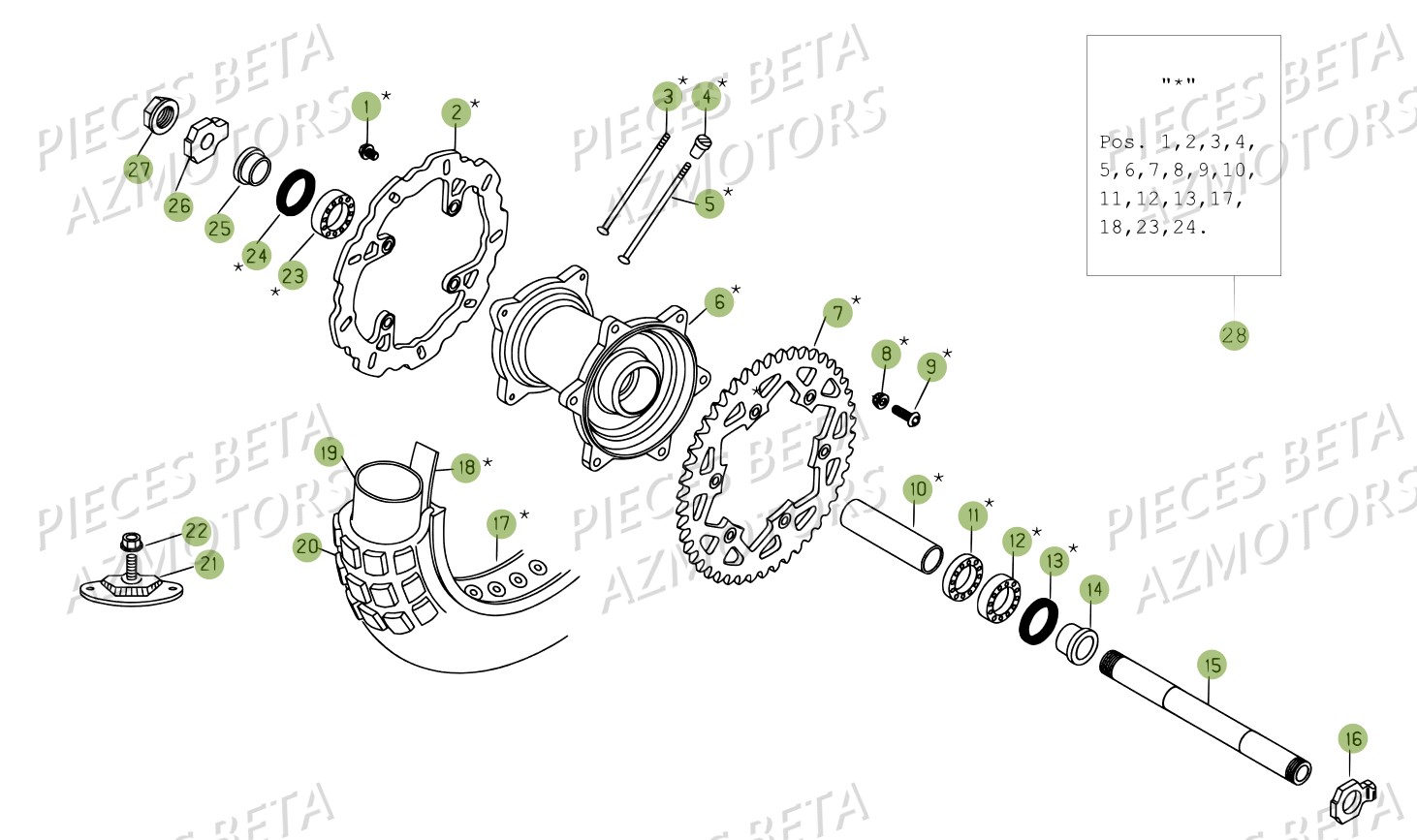 Roue Arriere AZMOTORS PiÃ¨ces BETA RR 4T 450 - 2007