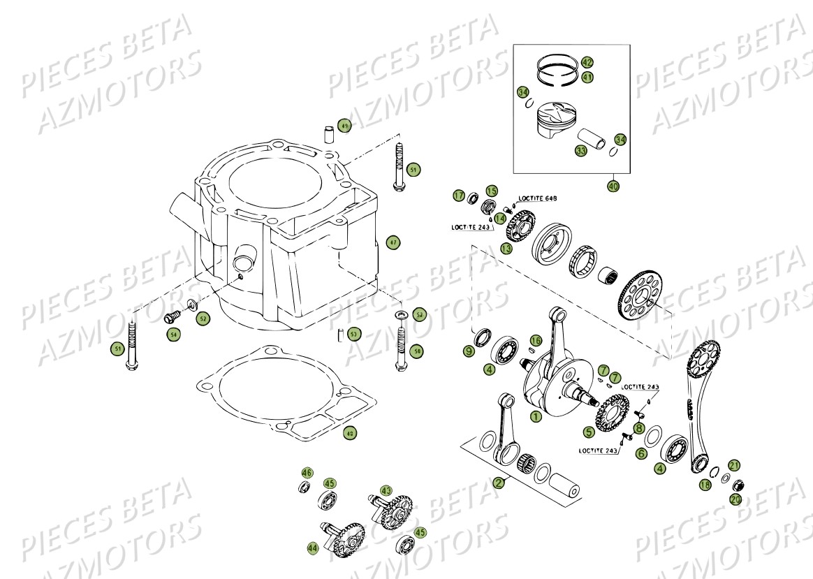 Vilebrequin Piston Contre Arbre AZMOTORS PiÃ¨ces BETA RR 4T 450 - 2007