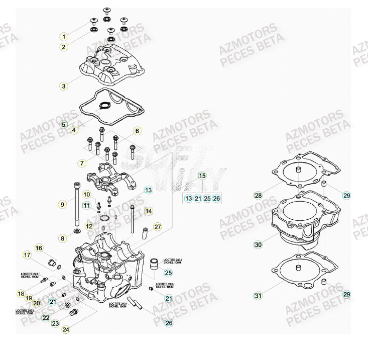 Cylindre AZMOTORS PiÃ¨ces BETA RR FACTORY 450cc 4T - [2012]