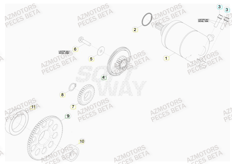 Demarreur AZMOTORS PiÃ¨ces BETA RR FACTORY 450cc 4T - [2012]
