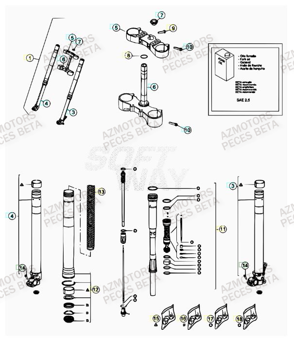 Fourche Du No Serie 0260001 A 0270000 AZMOTORS PiÃ¨ces BETA RR FACTORY 450cc 4T - [2012]