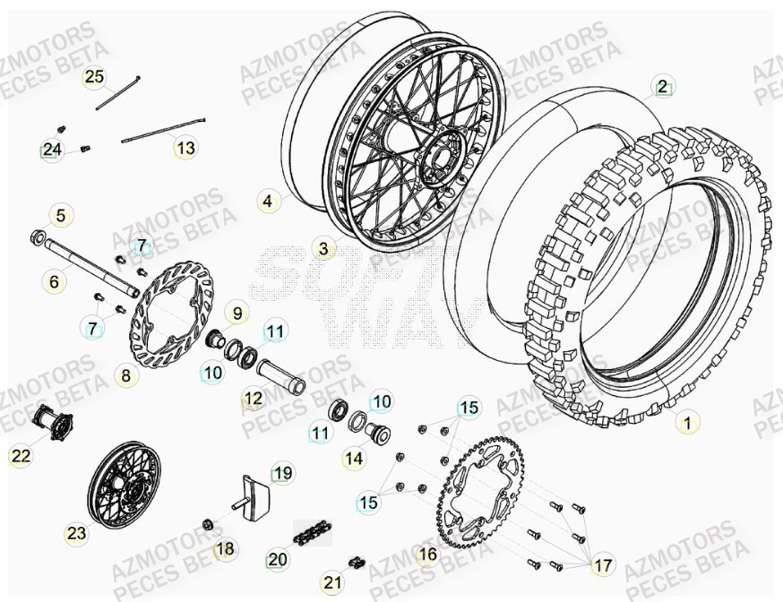 Roue Arriere Du No Serie 0200955 A 0250000 AZMOTORS PiÃ¨ces BETA RR FACTORY 450cc 4T - [2012]
