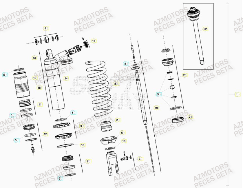 Amortisseur AZMOTORS PiÃ¨ces BETA RR 4T RACING 480 -(2015)

