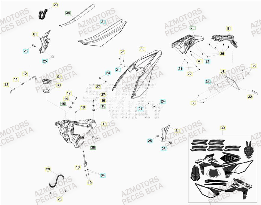 Carenage Arriere AZMOTORS PiÃ¨ces BETA RR 4T RACING 480 -(2015)

