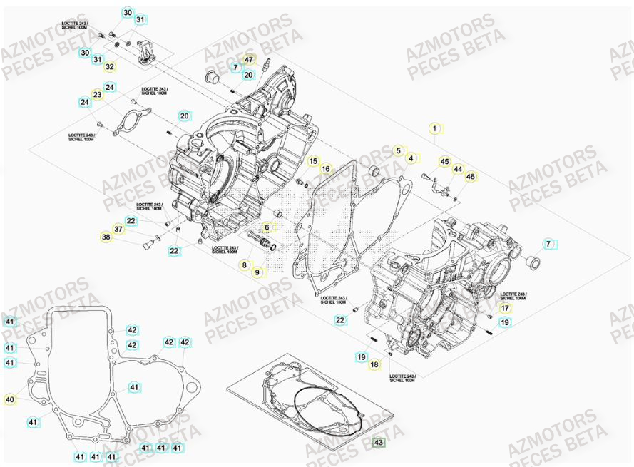 Carter Moteur AZMOTORS PiÃ¨ces BETA RR 4T RACING 480 -(2015)

