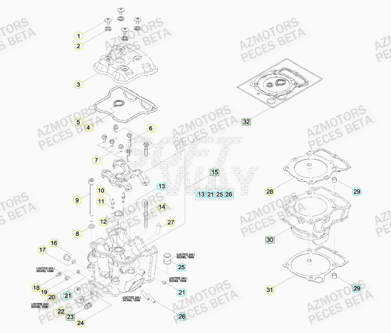 Cylindre AZMOTORS PiÃ¨ces BETA RR 4T RACING 480 -(2015)

