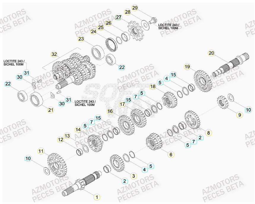 Transmission AZMOTORS PiÃ¨ces BETA RR 4T RACING 480 -(2015)

