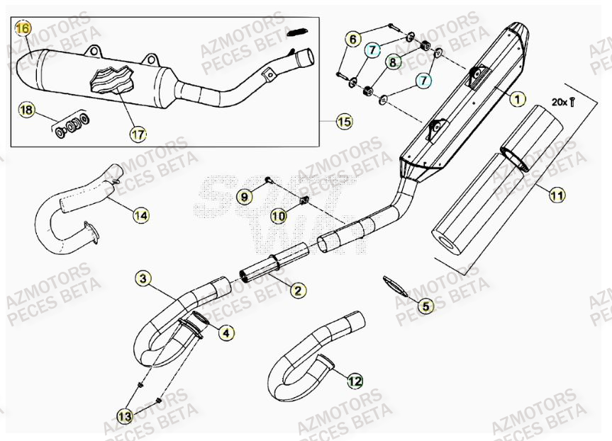 Echappement AZMOTORS PiÃ¨ces BETA RR FACTORY 498cc 4T - [2012]