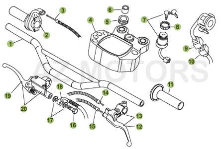 Commandes Guidon AZMOTORS PiÃ¨ces BETA Enduro 50 RR - [2005-2006]