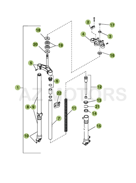 Fourche AZMOTORS PiÃ¨ces BETA Enduro 50 RR - [2005-2006]
