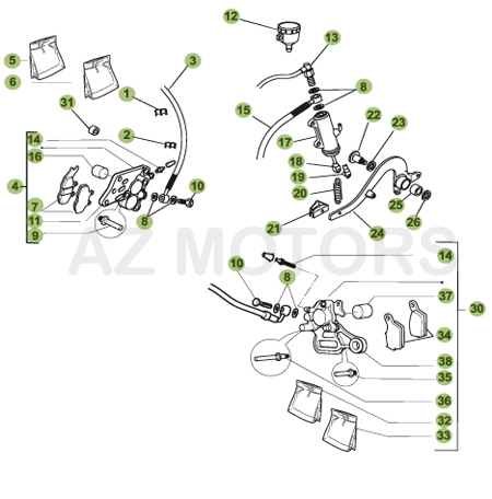 Freins AZMOTORS PiÃ¨ces BETA Enduro 50 RR - [2005-2006]