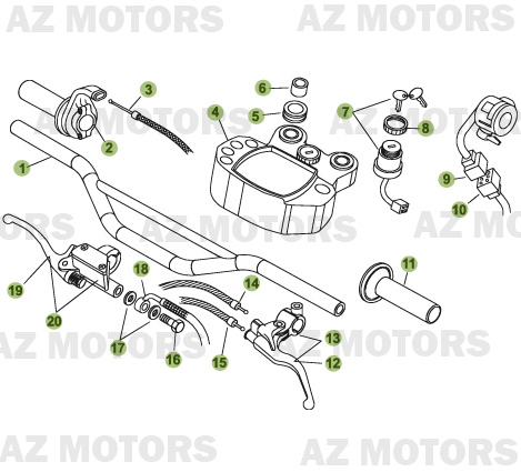 Commandes Guidon AZMOTORS PiÃ¨ces Beta RR 50 - 2008