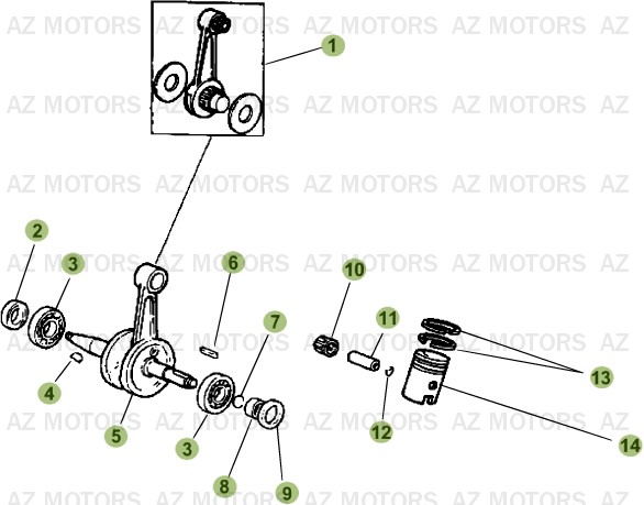 Vilebrequin Piston Contre Arbre AZMOTORS PiÃ¨ces Beta RR 50 - 2013-2012
