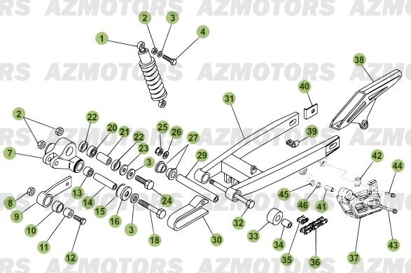 Fourche Arriere Suspension Arriere AZMOTORS PiÃ¨ces Beta RR 50 - 2011-2010