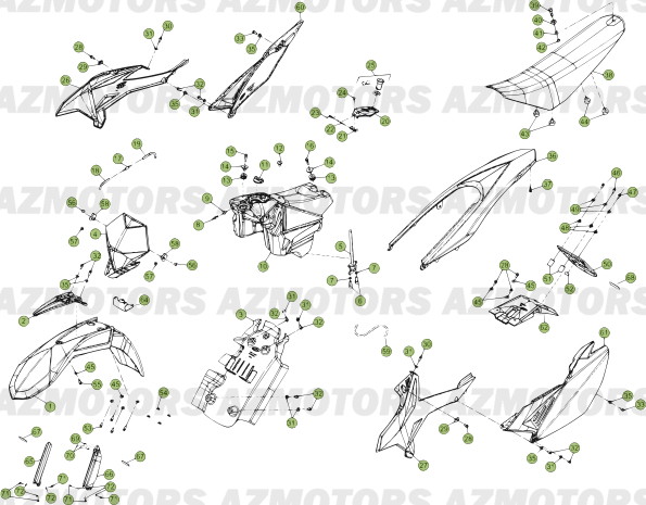 Carenages   Reservoir   Selle AZMOTORS PiÃ¨ces Beta 50 RR FACTORY - 2013-2012