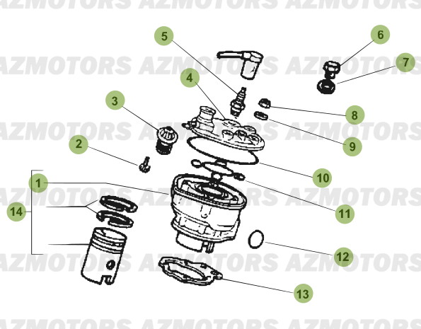 Cylindre   Culasse   Distribution AZMOTORS PiÃ¨ces Beta 50 RR FACTORY - 2013-2012