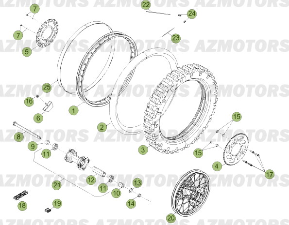 Roue Arriere Du N Serie 100001 A 100343 AZMOTORS PiÃ¨ces Beta 50 RR FACTORY - 2013-2012