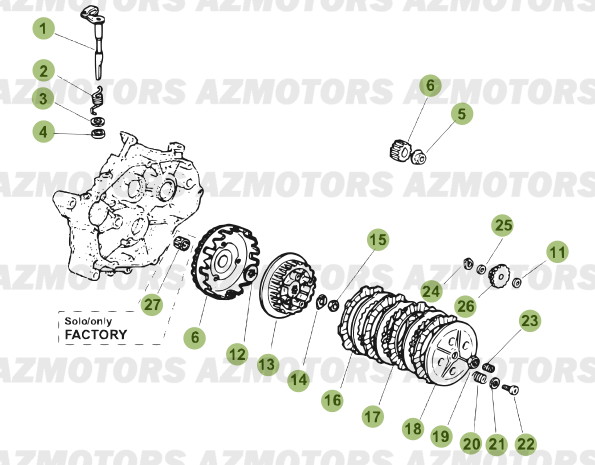 Transmission Principale   Embrayage AZMOTORS PiÃ¨ces Beta 50 RR FACTORY - 2013-2012