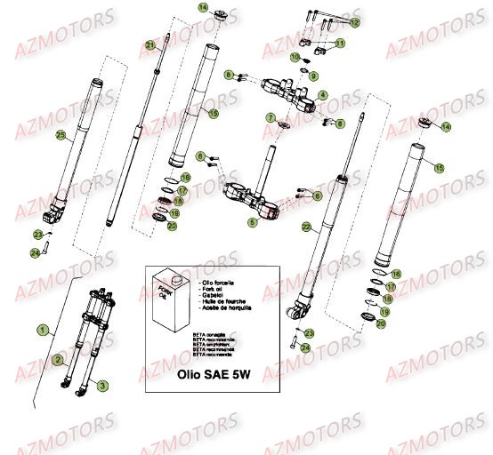 Fourche Du No Serie 100237 A 100512 AZMOTORS PiÃ¨ces Beta 50 RR FACTORY - 2015-2014