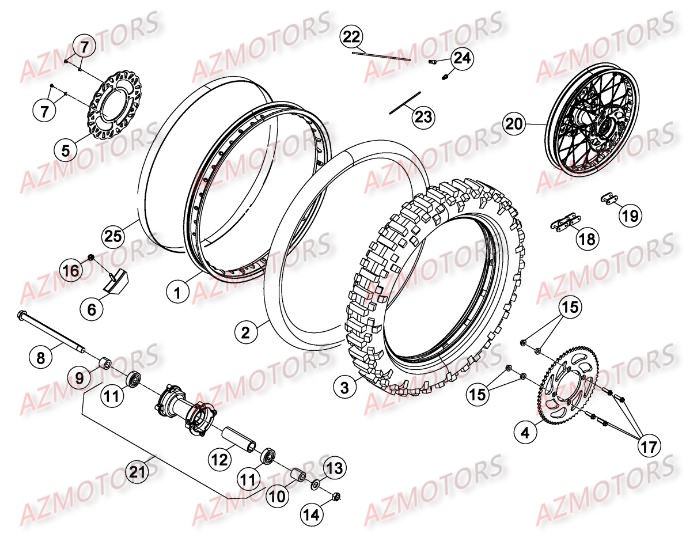 Roue Arriere Du No Serie 100344 A 199999 AZMOTORS PiÃ¨ces Beta 50 RR FACTORY - 2015-2014