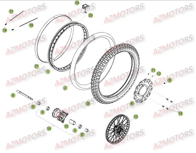 Roue Avant Du No Serie 100344 A 199999 AZMOTORS PiÃ¨ces Beta 50 RR FACTORY - 2015-2014