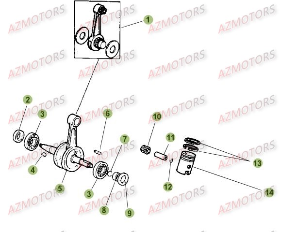 Vilebrequin Piston Contre Arbre AZMOTORS PiÃ¨ces Beta 50 RR FACTORY - 2015-2014