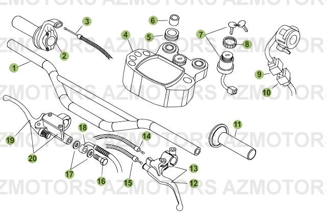 Commandes   Guidon AZMOTORS PiÃ¨ces Beta 50 RR RACING - 2007-2005