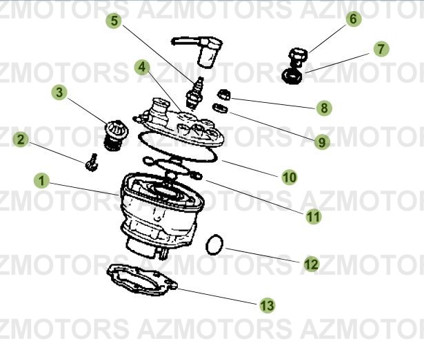 Cylindre   Culasse   Distribution AZMOTORS PiÃ¨ces Beta 50 RR RACING - 2007-2005