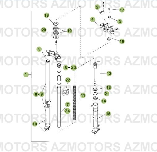Fourche AZMOTORS PiÃ¨ces Beta 50 RR RACING - 2007-2005
