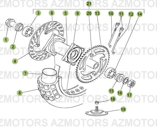 Roue Arriere AZMOTORS PiÃ¨ces Beta 50 RR RACING - 2007-2005