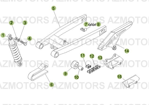 Suspension Arriere 2 AZMOTORS PiÃ¨ces Beta 50 RR RACING - 2007-2005