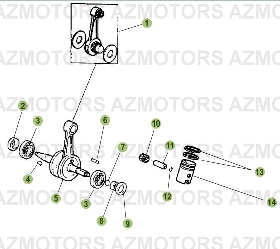 Vilebrequin   Piston   Contre Arbre AZMOTORS PiÃ¨ces Beta 50 RR RACING - 2007-2005