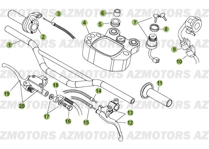 Commandes   Guidon AZMOTORS PiÃ¨ces Beta 50 RR FACTORY - 2008