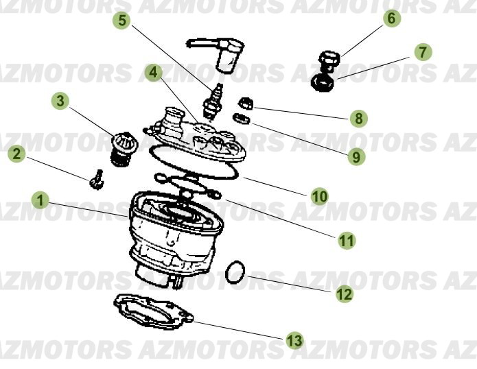 Cylindre   Culasse   Distribution AZMOTORS PiÃ¨ces Beta 50 RR FACTORY - 2008